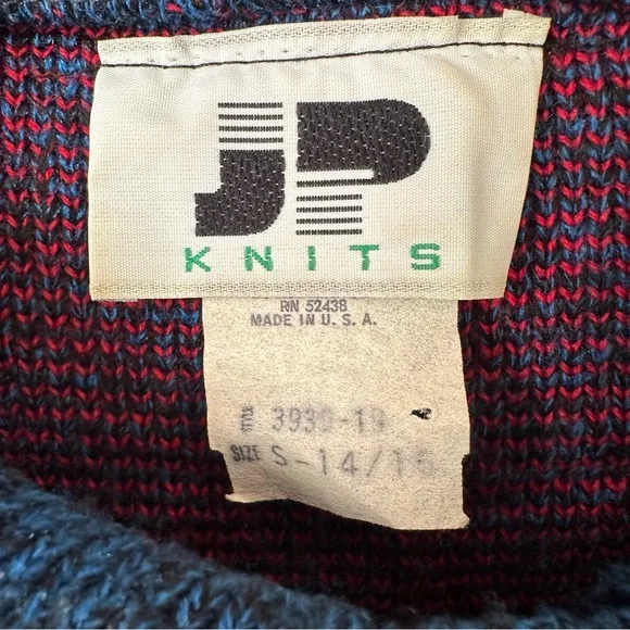 3/$20 💥 JP Knits Vintage Sweater Embroidered Double Headed Eagle Collared USA - Picture 13 of 16